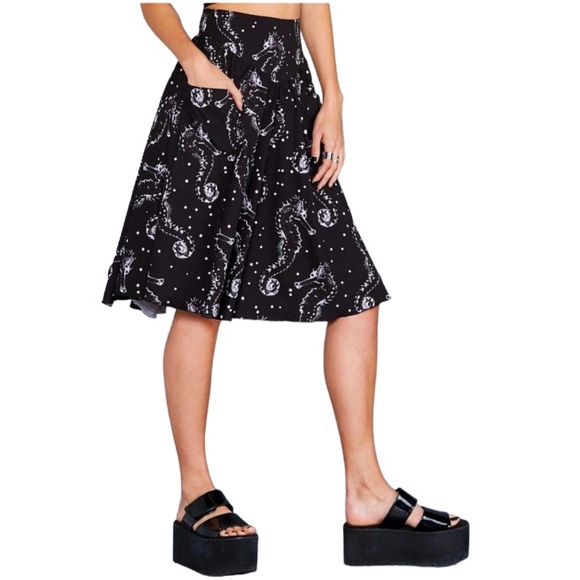 NWOT Blackmilk Seahorse Ghost Yoke Midi Skirt ~ LIMITED Black Size Small - Picture 1 of 12